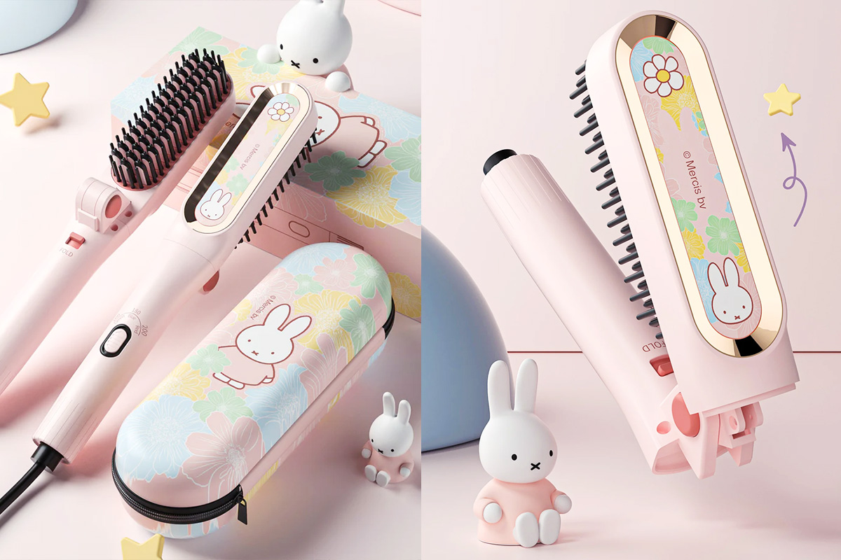 Miffy Foldable Hair Straightener Brush-Heater Comb