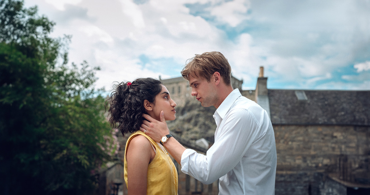 Ambika Mod and Leo Woodall in a scene from One Day