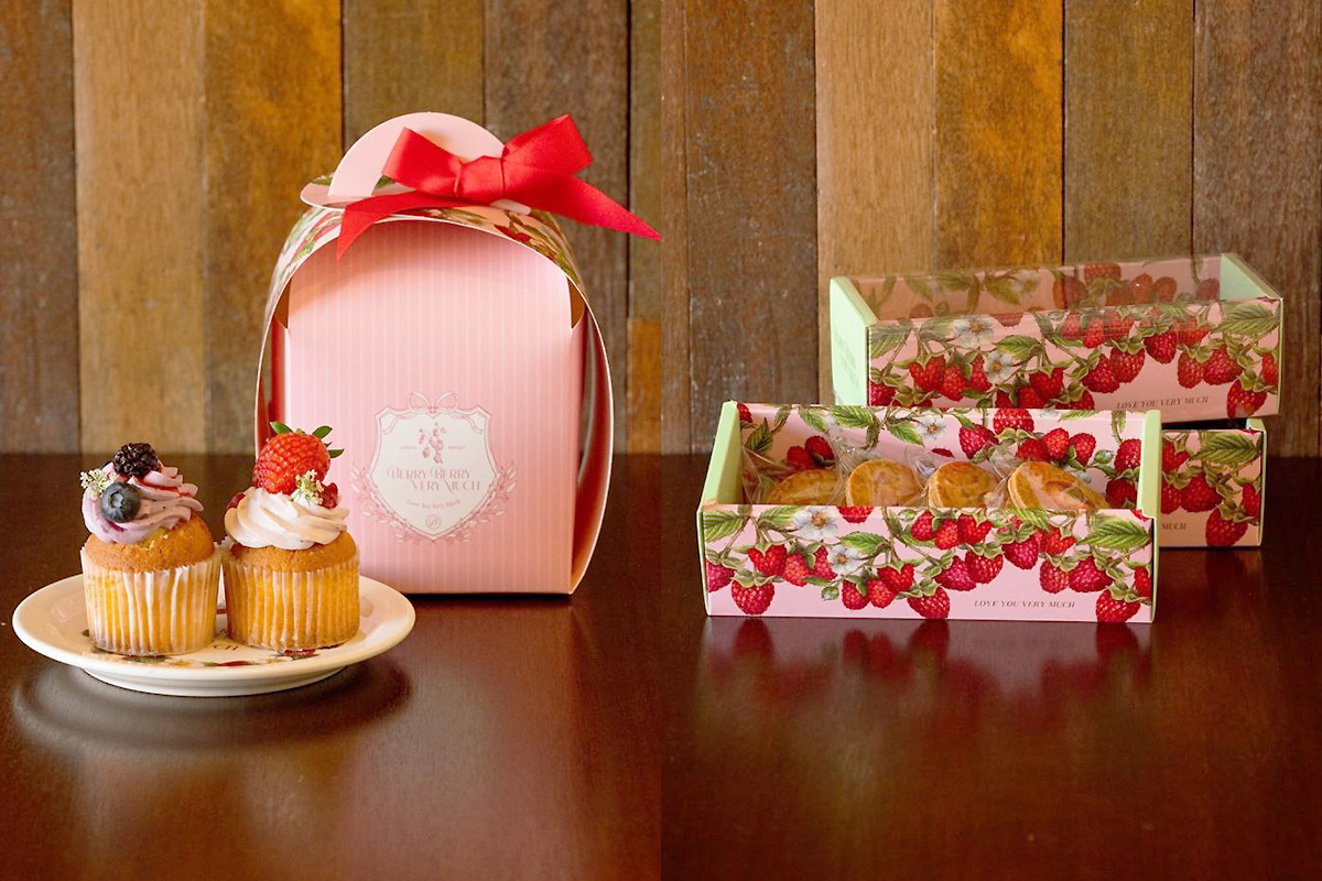 Pastries with takeout boxes