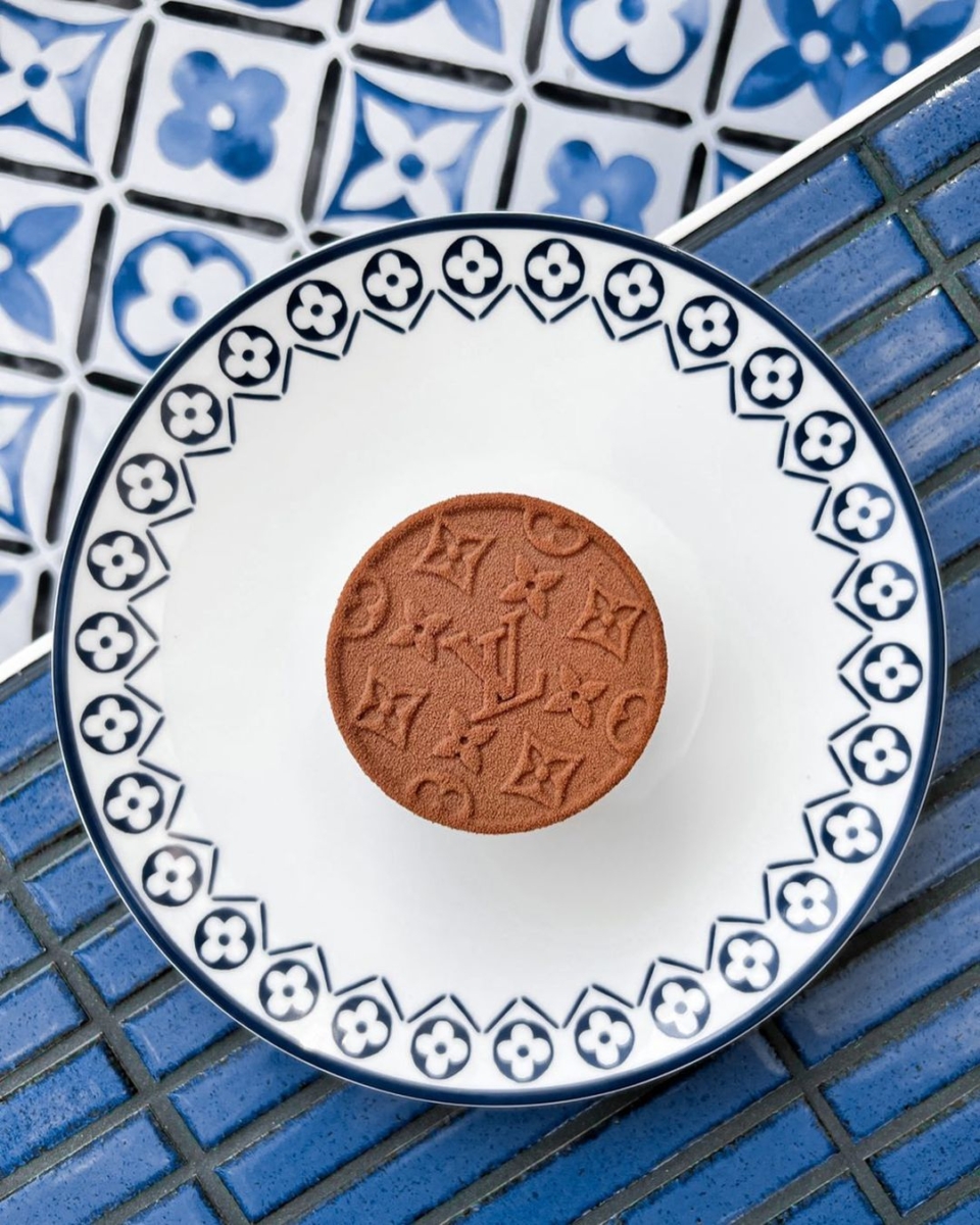 Cocoa dessert with Louis Vuitton monogram