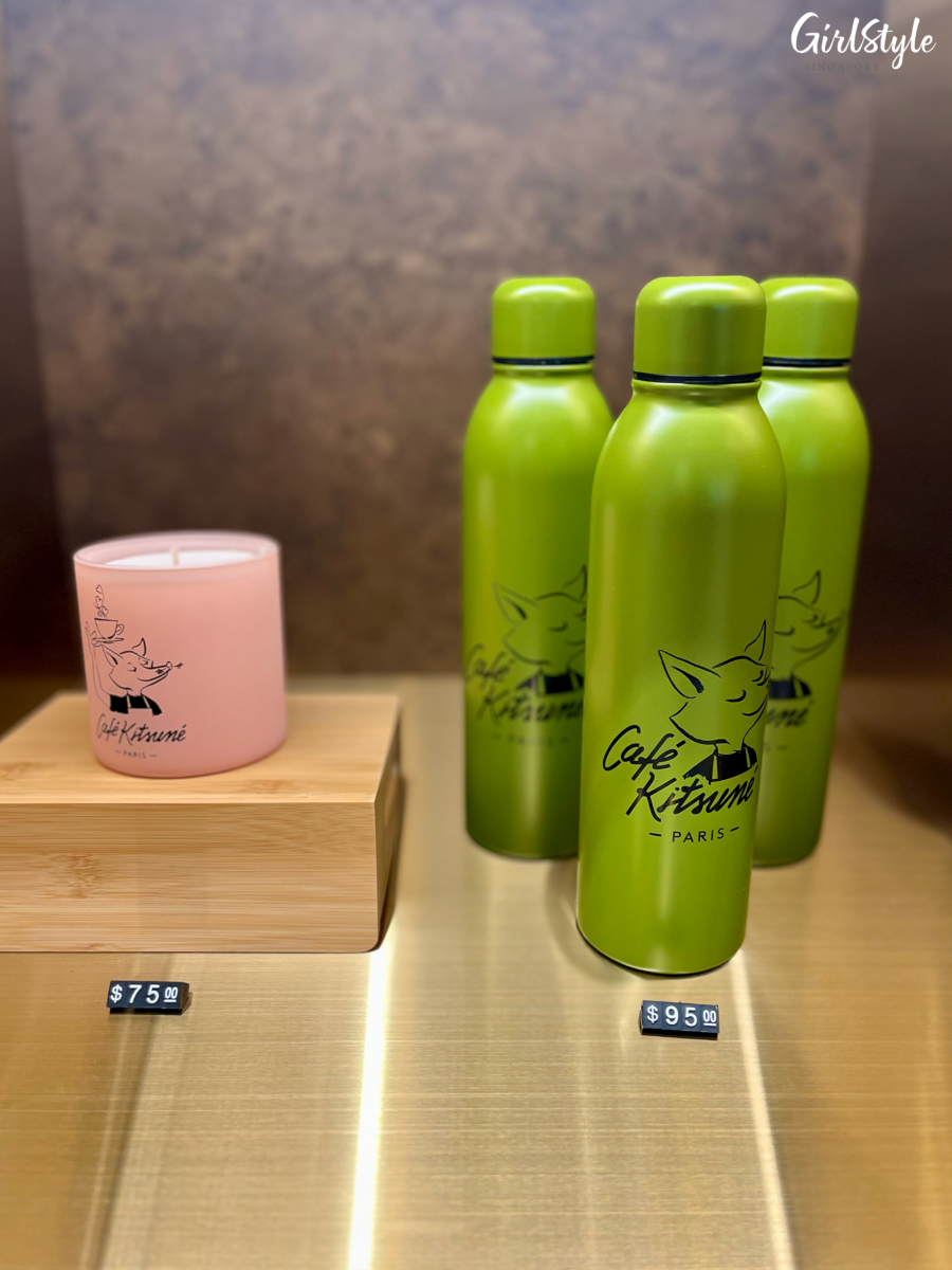 Café Kitsuné Barista Fox candle and water bottles