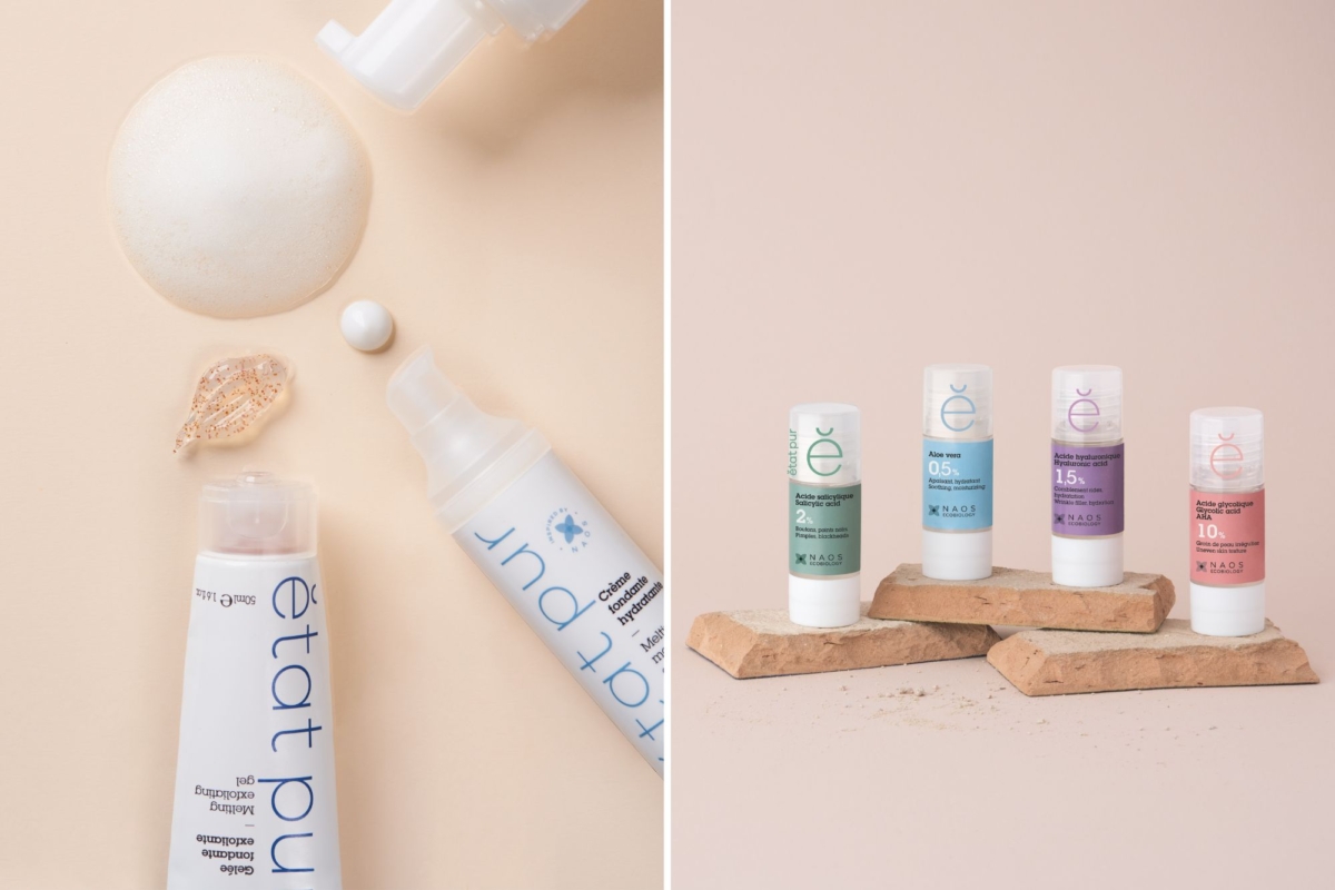 Etat Pur’s offerings are divided neatly divided into Pure Skincare (left) & Pure Actives (right) 