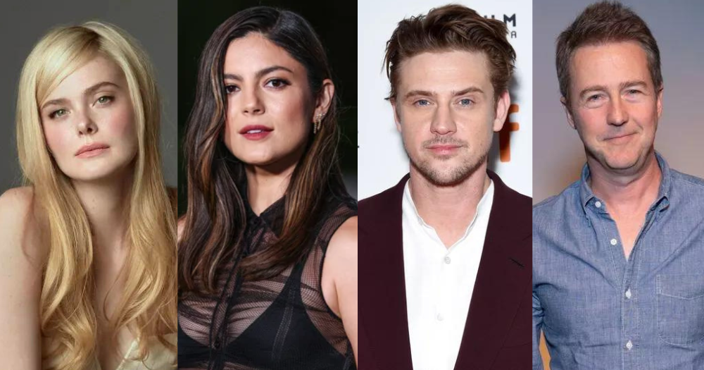 From left: Elle Fanning, Monica Barbaro, Boyd Holbrook, Edward Norton