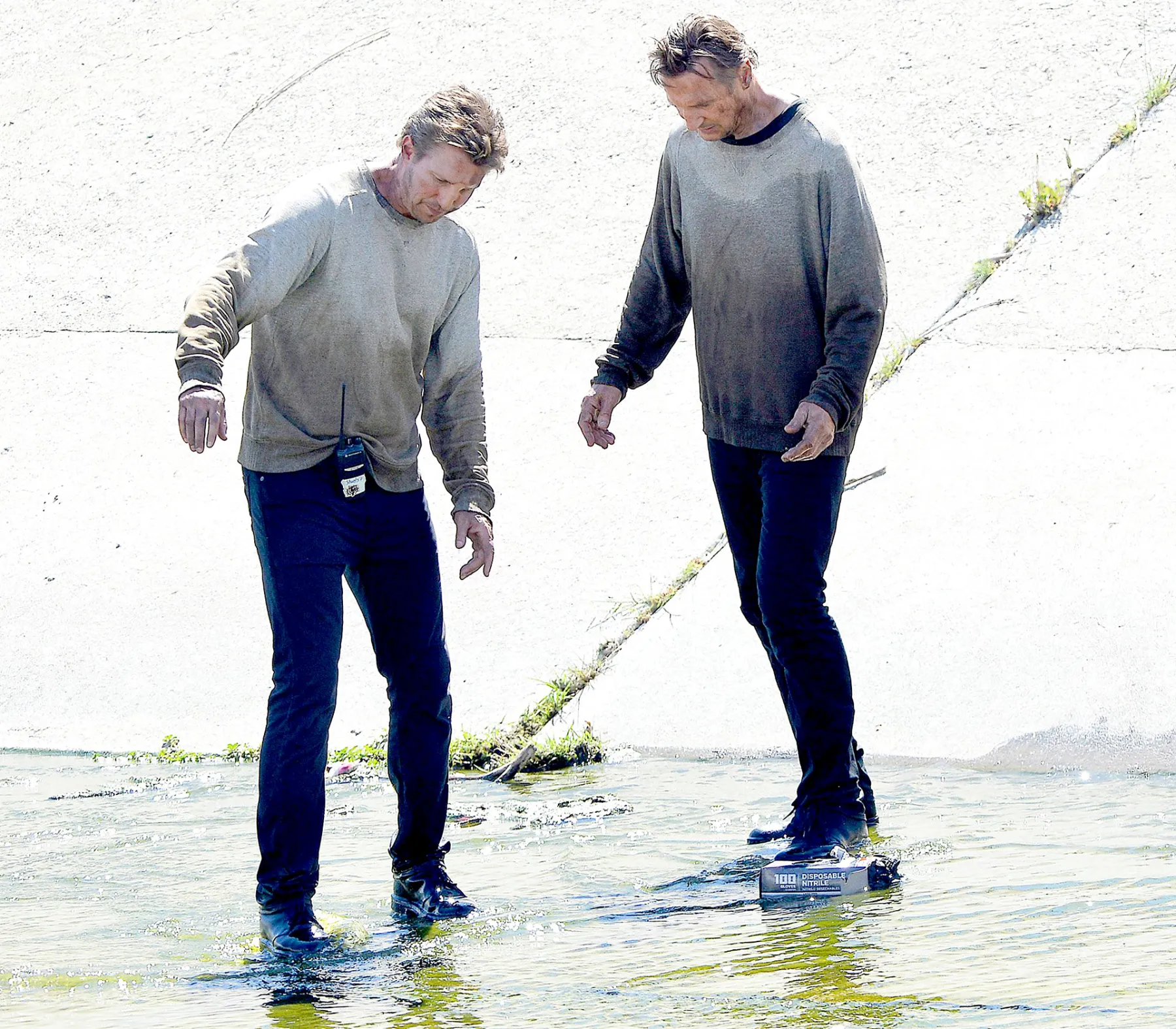 Liam Neeson and his stunt double Florian Beaumont