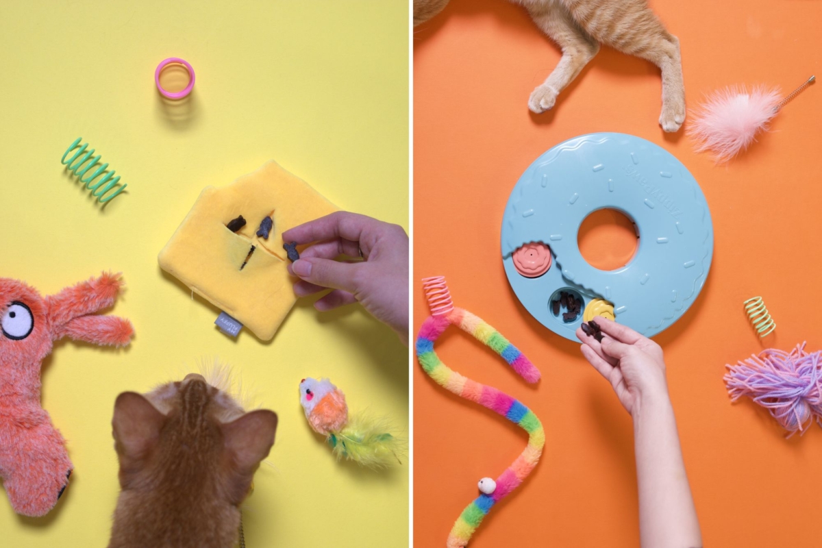 Puzzle feeders are one of many interactive ways your furball can enjoy Catnibbs