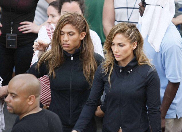 Jennifer Lopez with her stunt man
