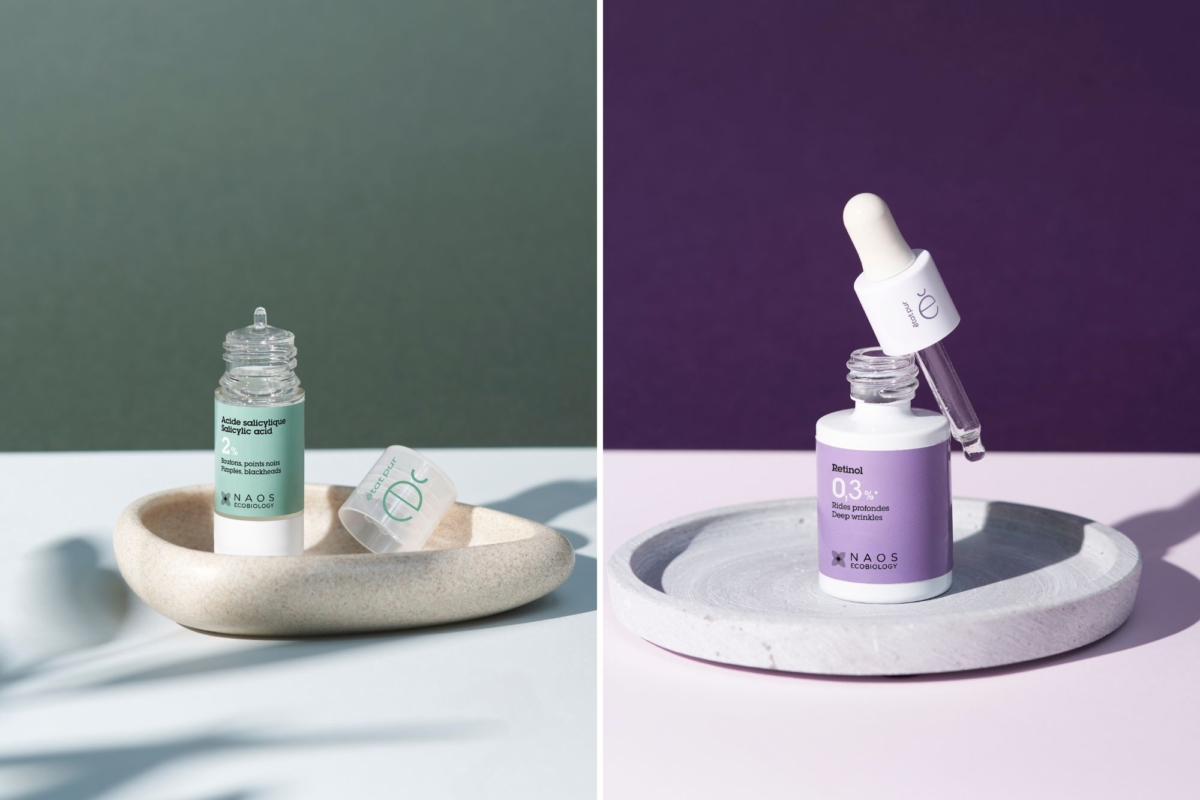 Salicylic acid 2% (left) & Retinol 0.3% (right)