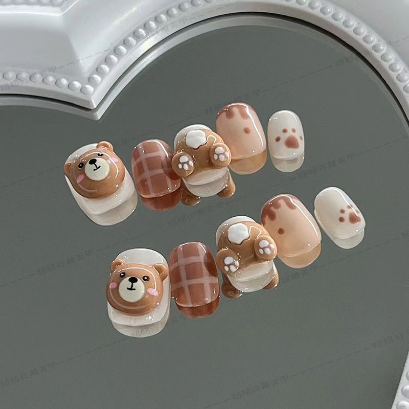 3D Bear press-on nails