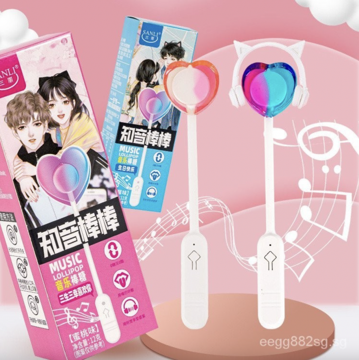 Manhwa-inspired heart-shaped lollipops