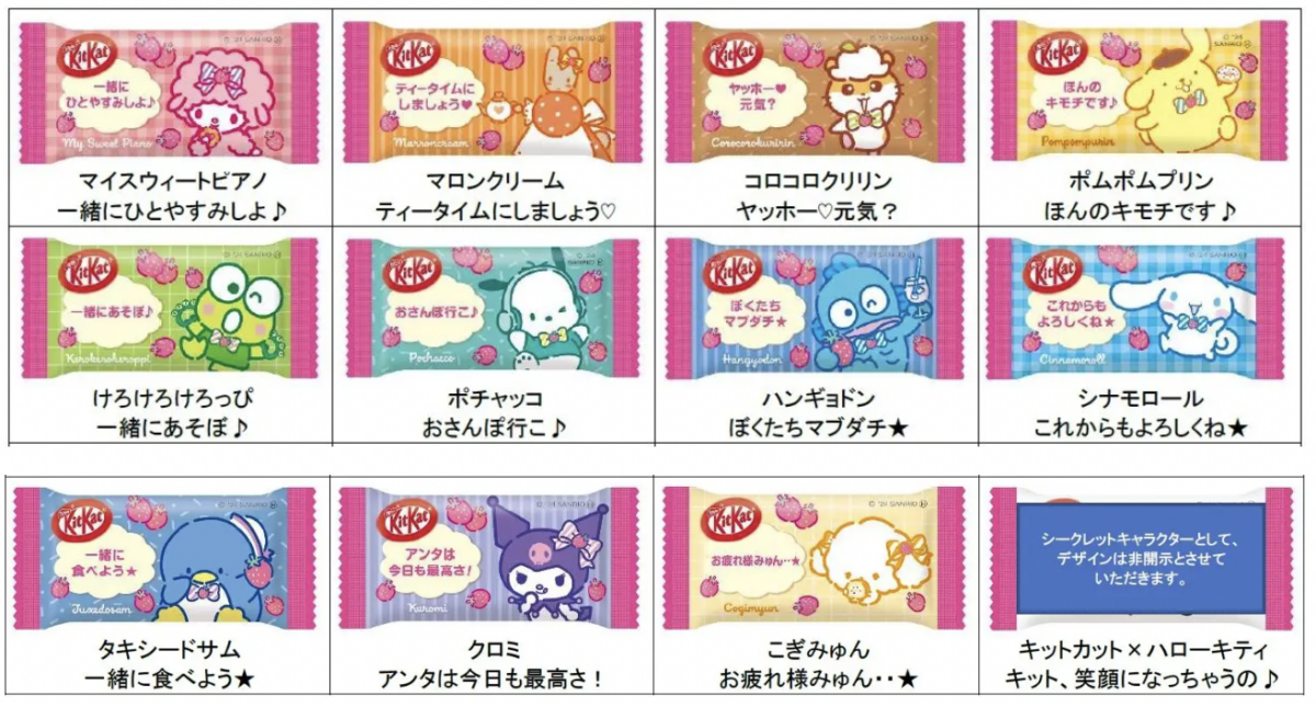 KitKat Sanrio Characters Strawberry Milk - individual packages