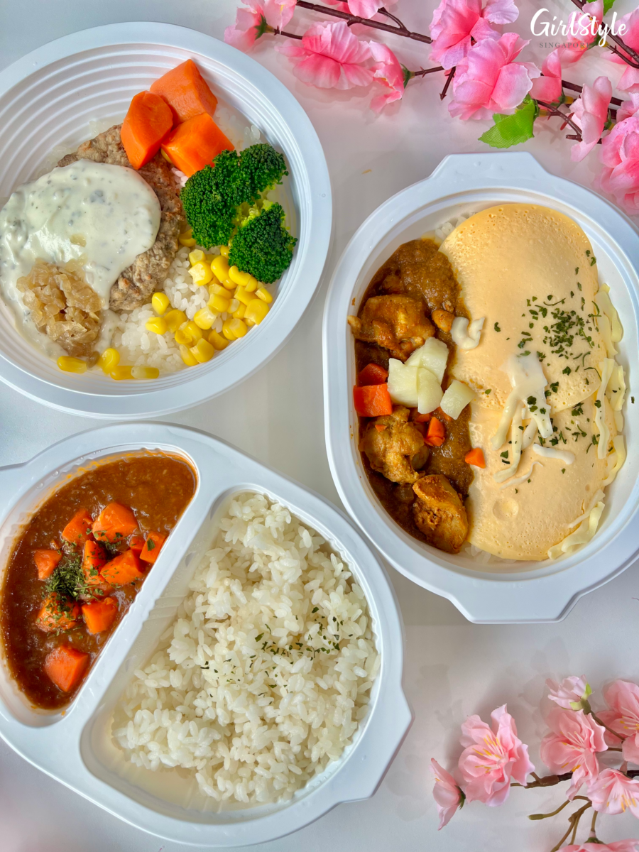 7-Select Creamy Caramelised Onions Hamburg with Rice, Omurice with Japanese Curry Chicken, and Hayashi Beef with Rice