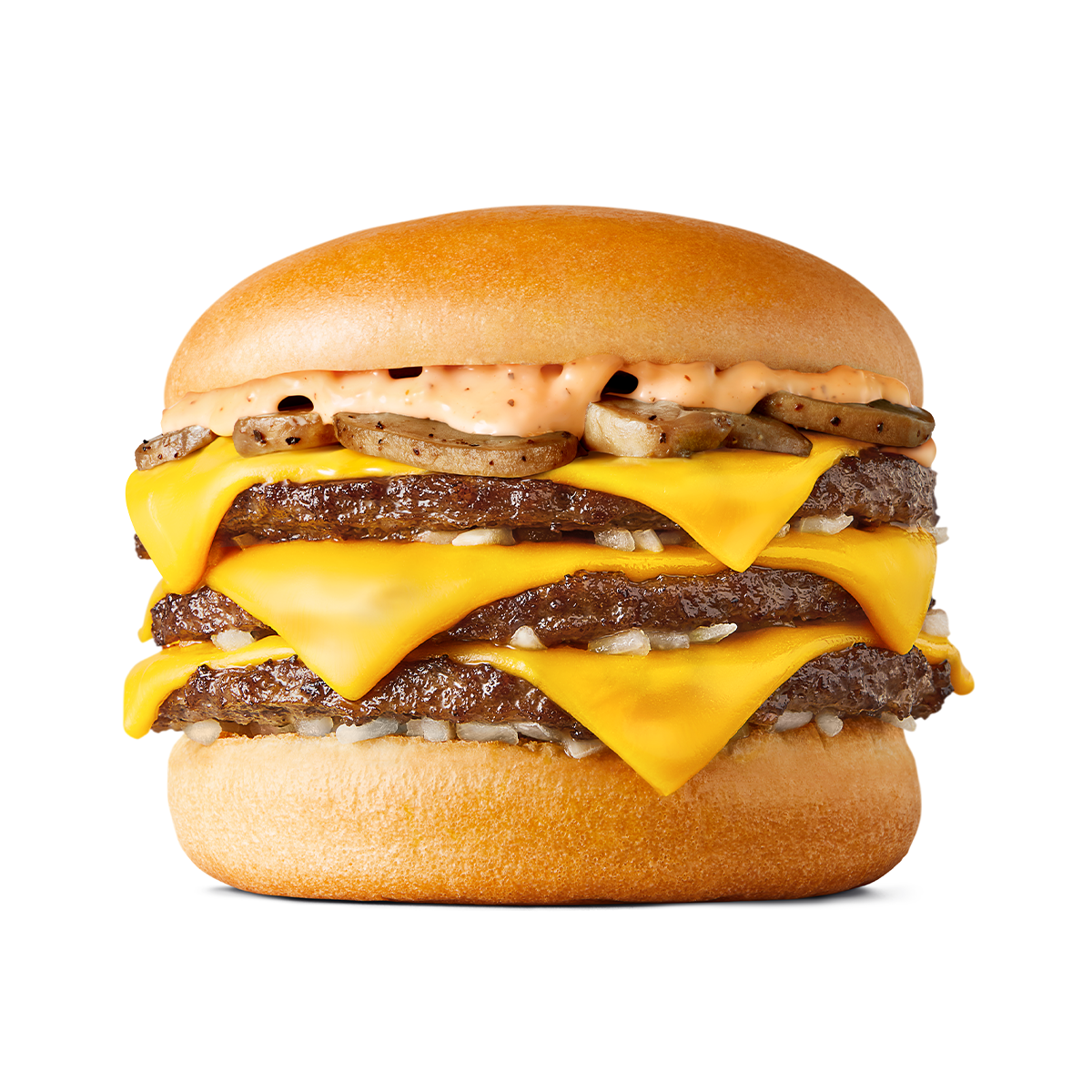 Creamy Mushroom Triple Cheeseburger