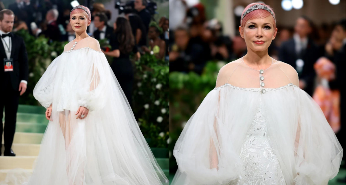 Michelle Williams debuts her pink pixie haircut at the 2024 Met Gala