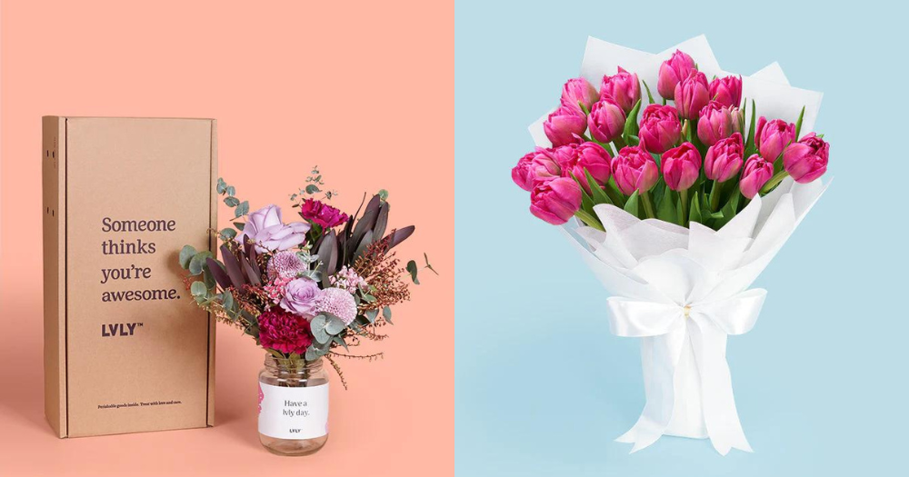 Purple Belle Flower JAr and Tulips