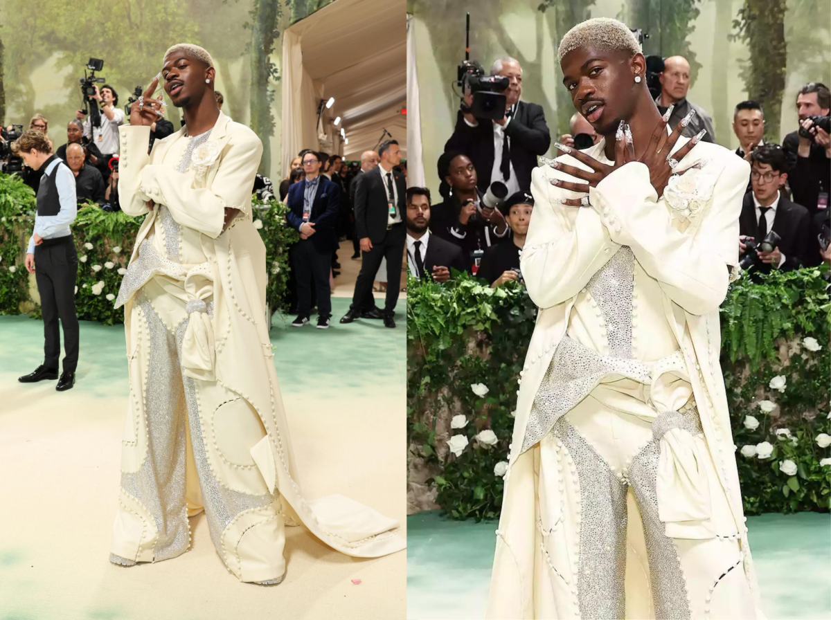 Lil Nas X in an oversize off-white suit by Luar