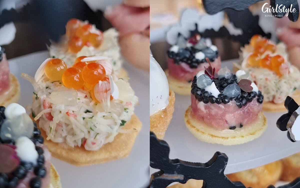 King Crab, Yuzu, and Sorrel & Blue Fin Tuna, Ponzu, and Caviar