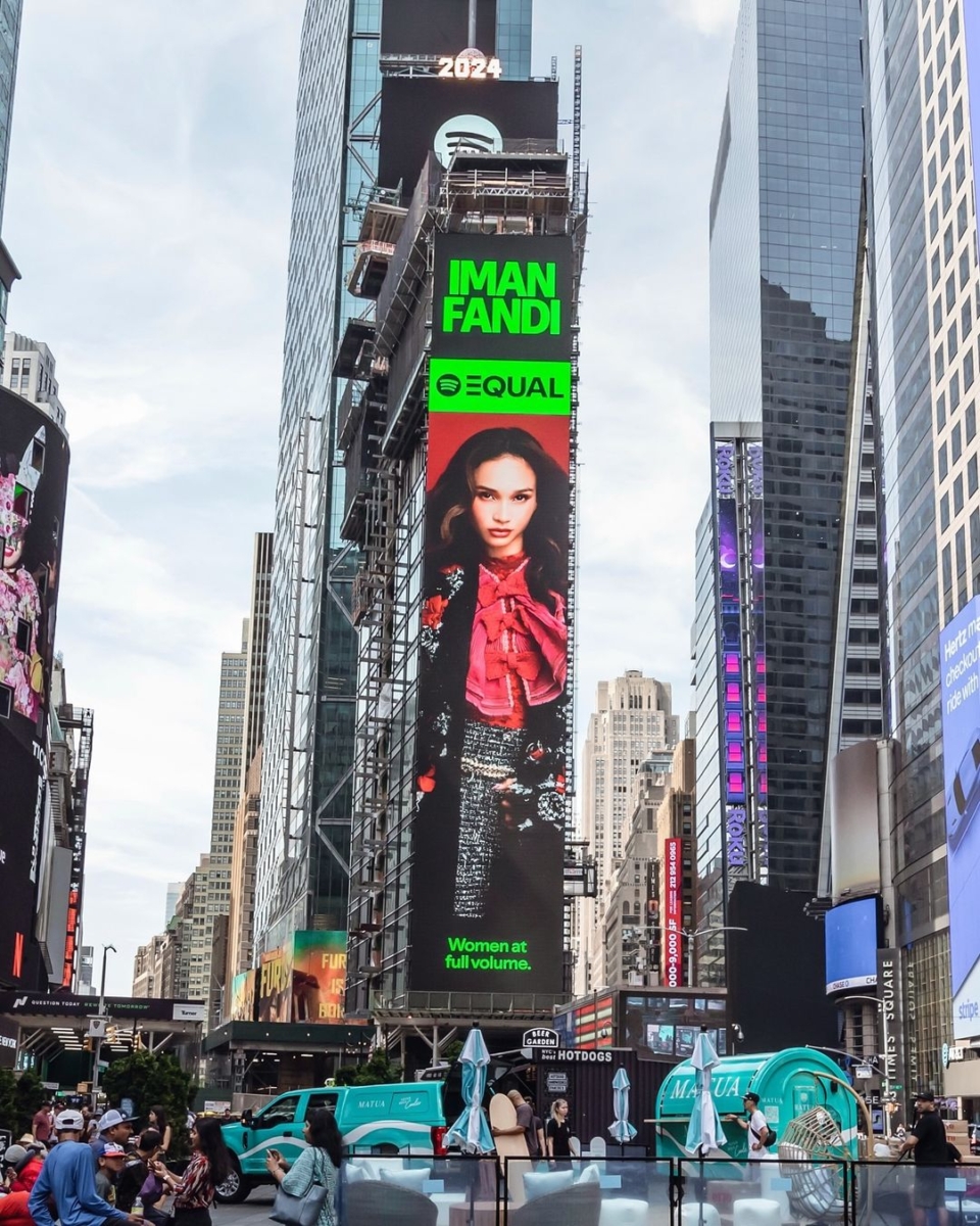 Iman Fandi on NYC’s Times Square billboard for Spotify campaign