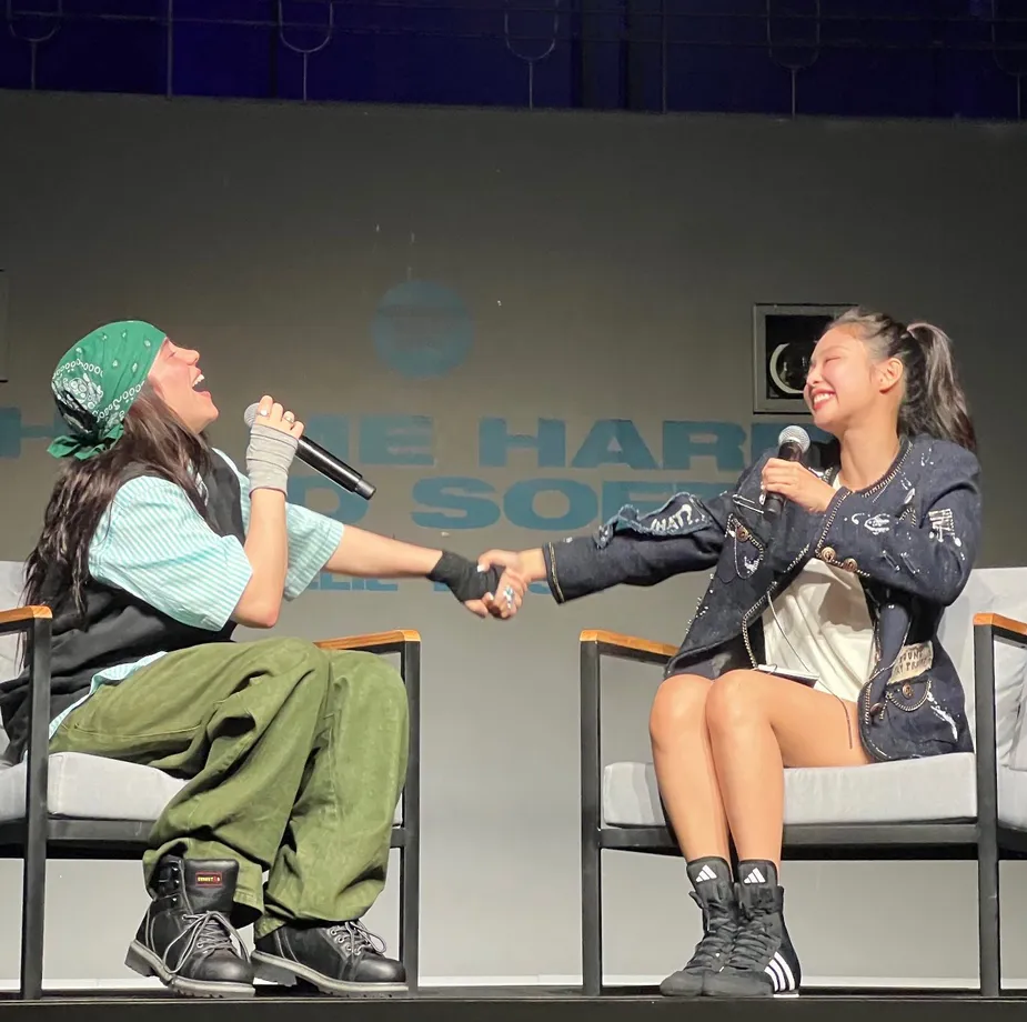 Billie Eilish and Jennie at the Hit Me Hard And Soft Spotify event in Seoul, Korea
