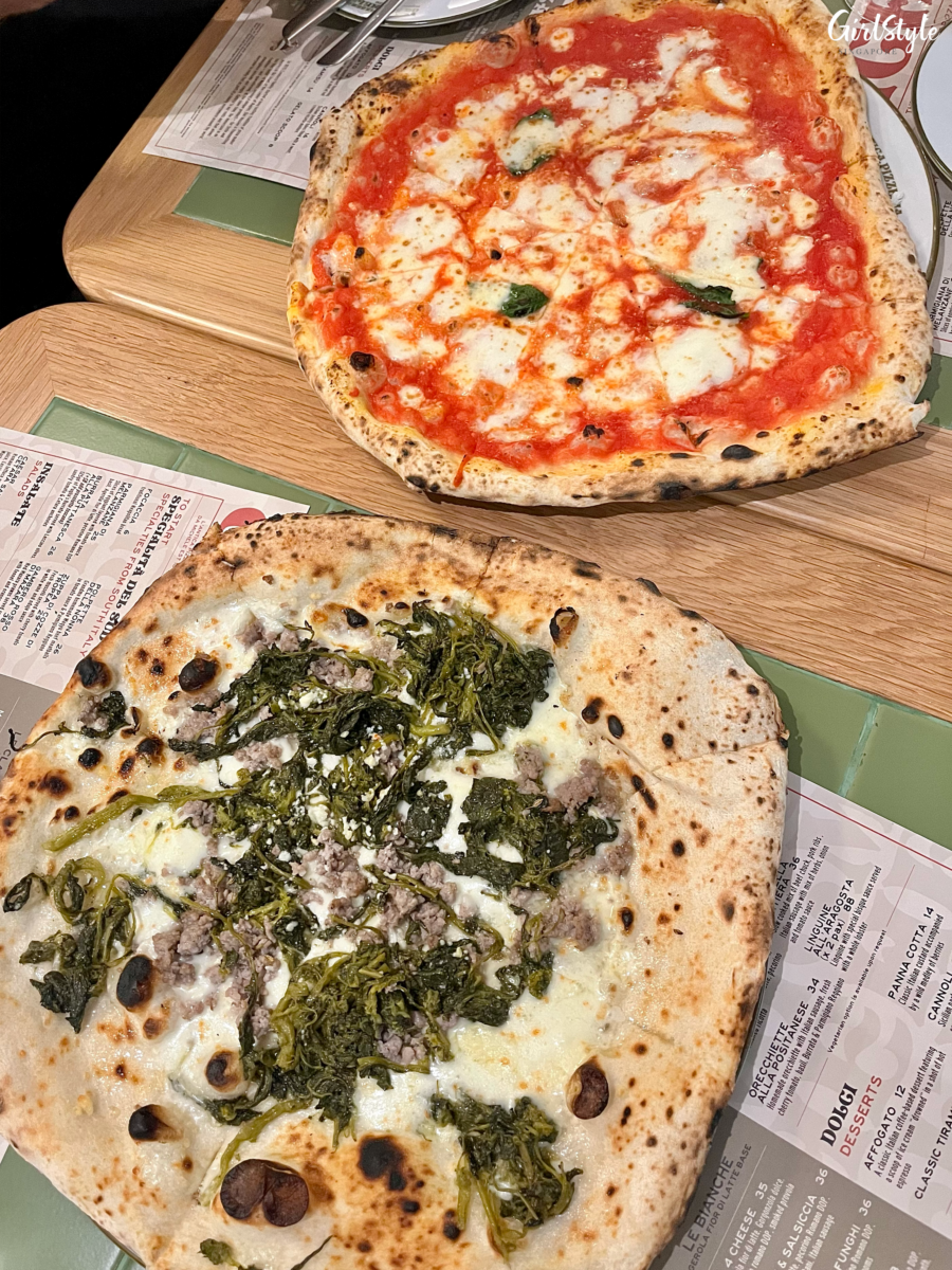 Margherita & Friarielli & Salsiccia pizzas