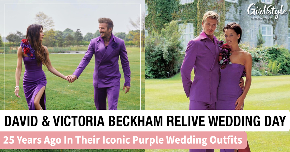 David & Victoria Beckham Re-wear Their Purple Wedding Outfits David & Victoria Beckham Re-wear Their Purple Wedding Outfits