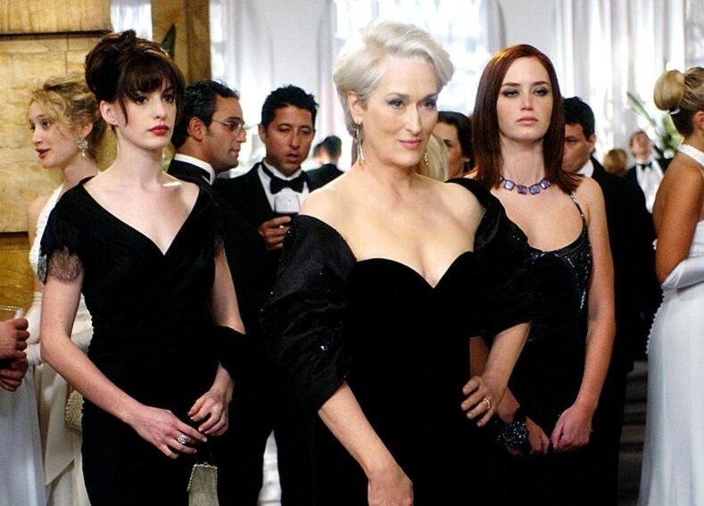 Anne Hathaway, Meryl Streep, and Emily Blunt in The Devil Wears Prada