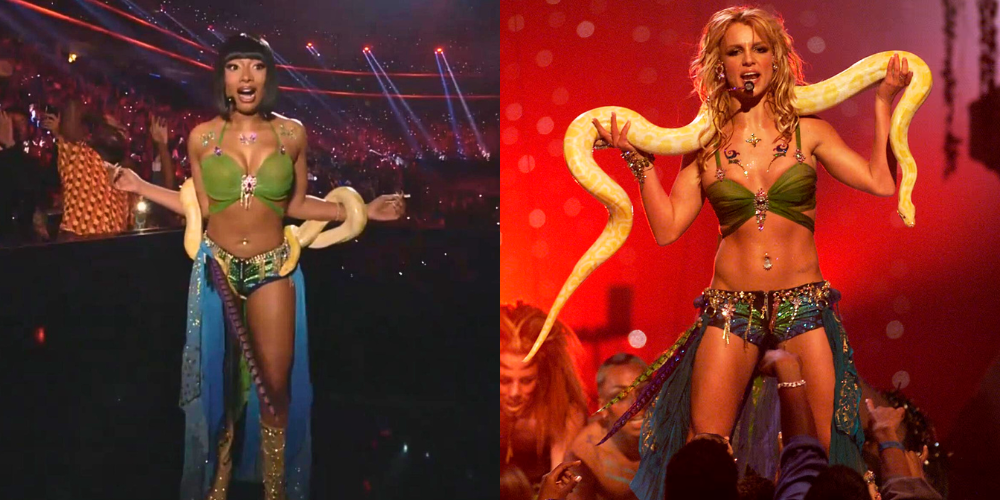 Megan Thee Stallion Channels Britney Spears' Iconic 'I'm a Slave 4 U' Look at the 2024 VMAs