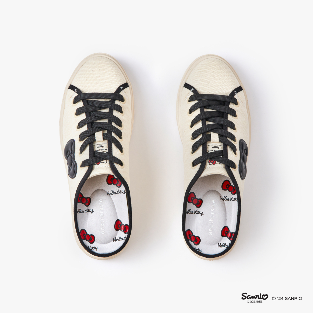 Hello Kitty Slip-On Sneakers in Cream Black