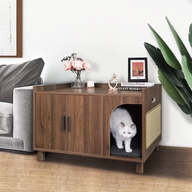 A cat litter box disguised as a coffee table