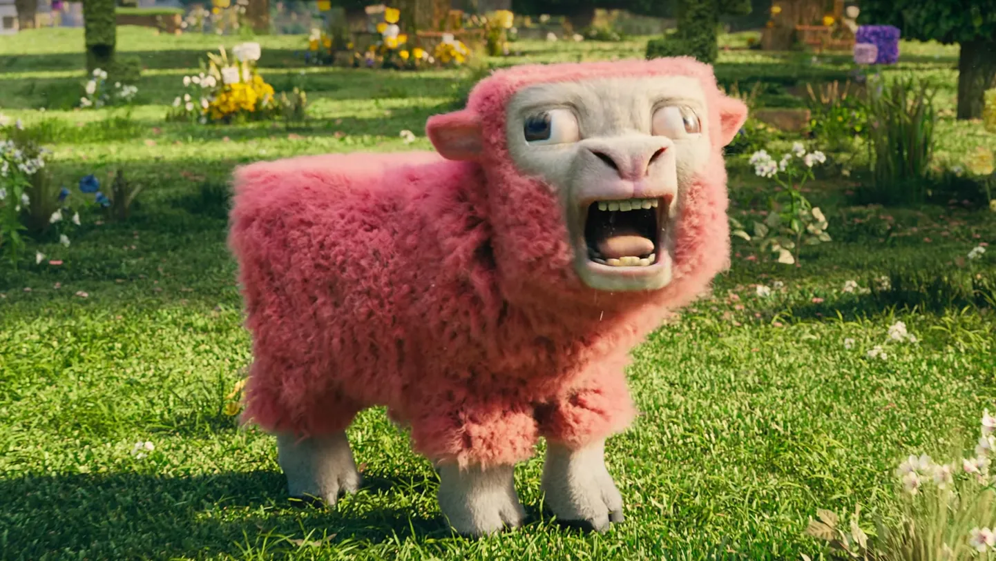 The pink sheep in A Minecraft Movie
