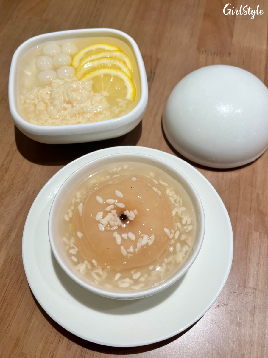 Poached Pear in Rice Wine and Three Delicacies Iced Jelly at Wo Wo Dian