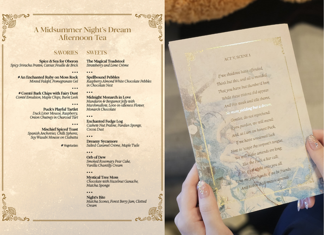  A Midsummer Night's Dream Afternoon Tea menu