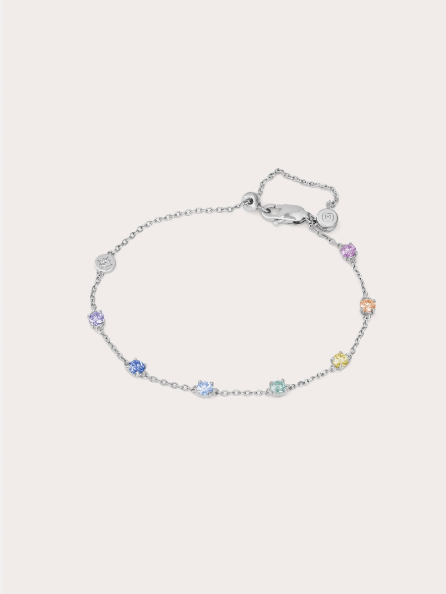 Rainbow Moissanite Station Bracelet