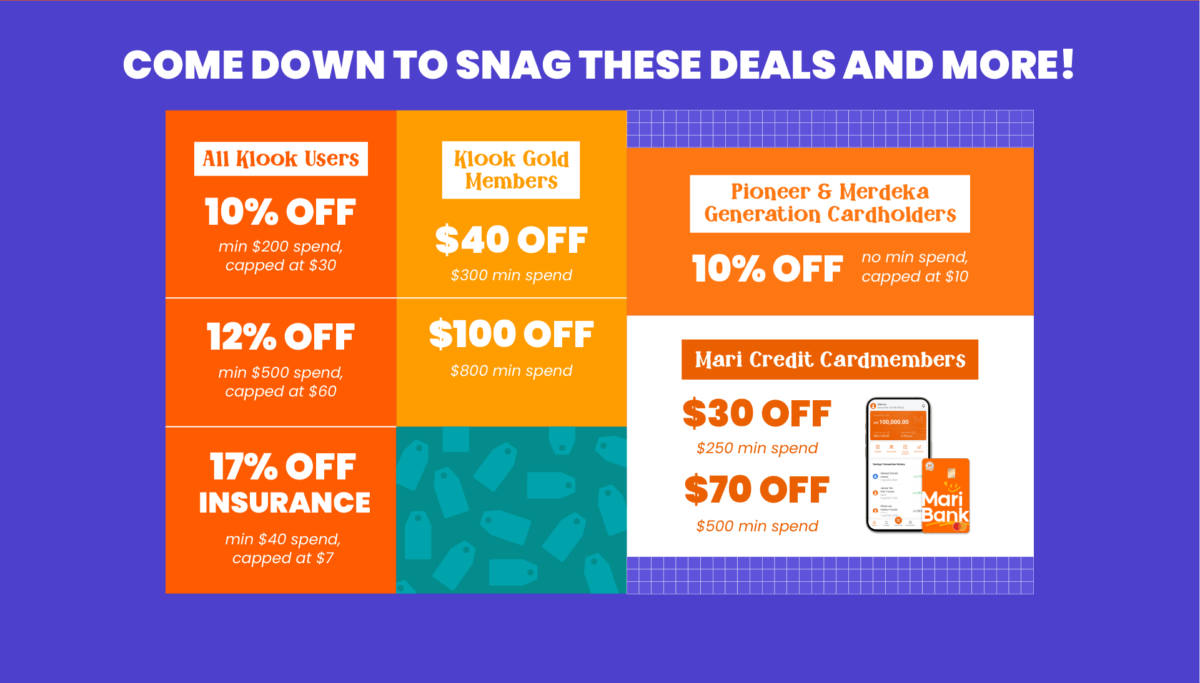 Get 1-for-1 flash deals, exclusive offers and discounts at the Klook Travel Fest 2024