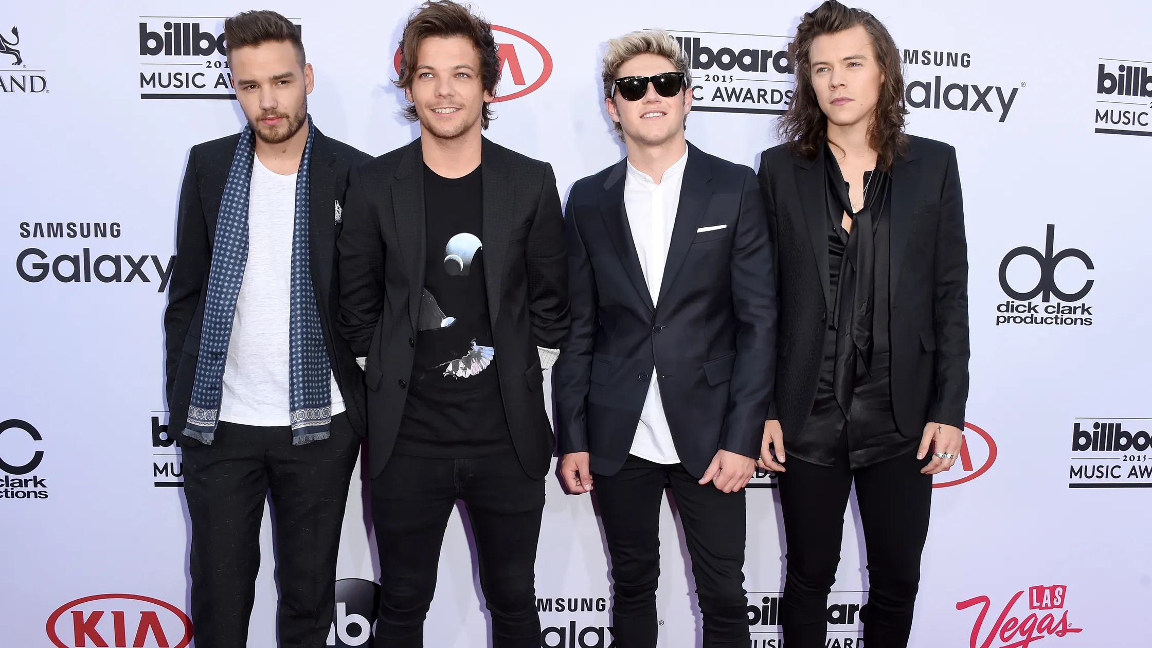 Liam Payne, Louis Tomlinson, Niall Horan, and Harry Styles attend the 2015 Billboard Music Awards in Las Vegas 