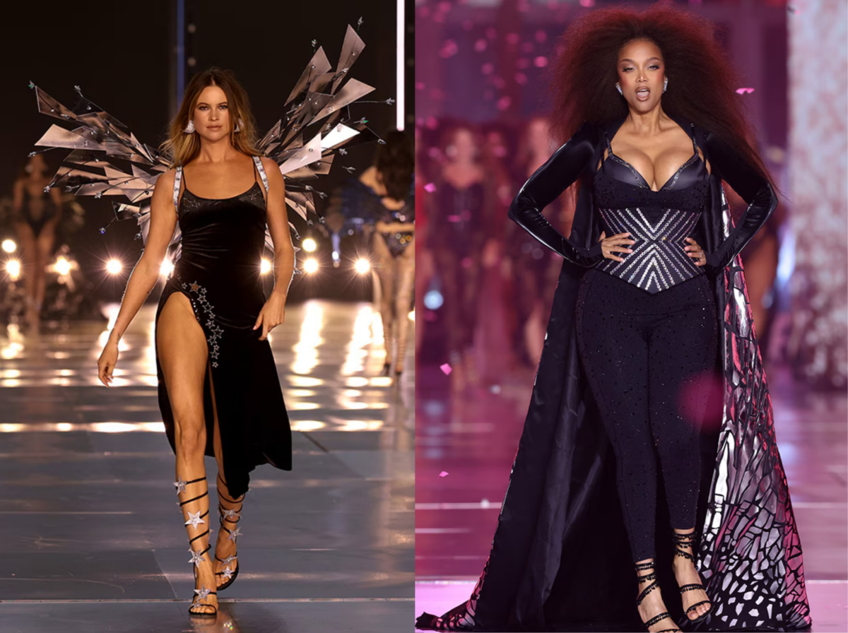 Behati Prinsloo and Tyra Banks walk the runway during Victoria's Secret Fashion Show 2024