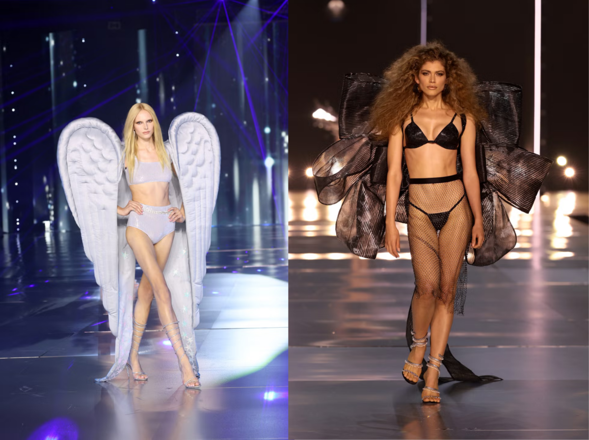 Alex Consani and Valentina Sampaio walk the runway during Victoria's Secret Fashion Show 2024