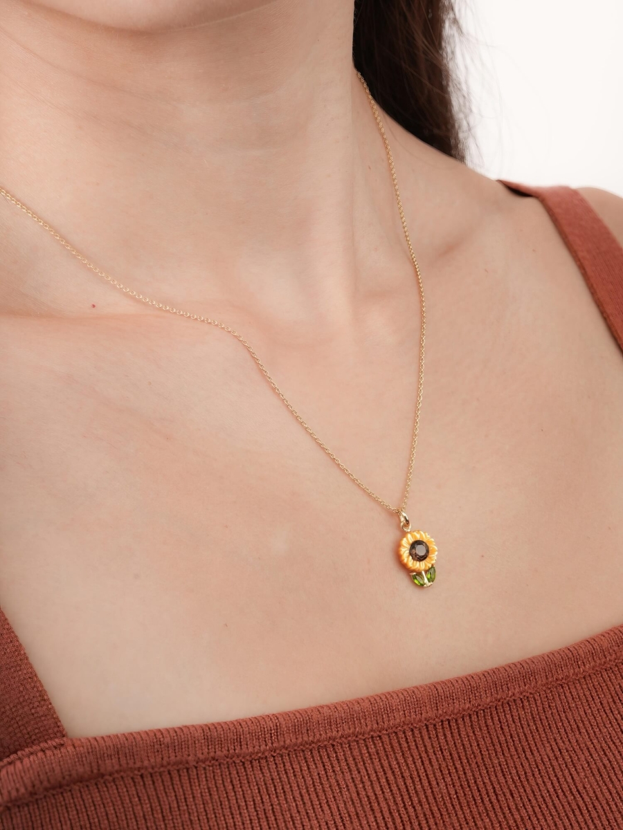 Carved Sunflower Necklace