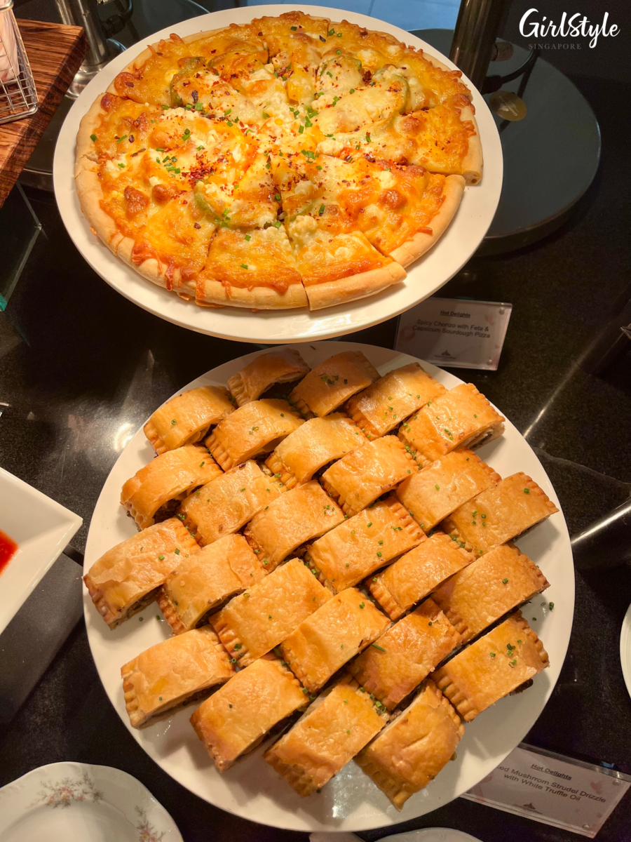 Spicy Chorizo with Feta & Capsicum Sourdough Pizza and Mushroom Strudel with White Truffle Oil