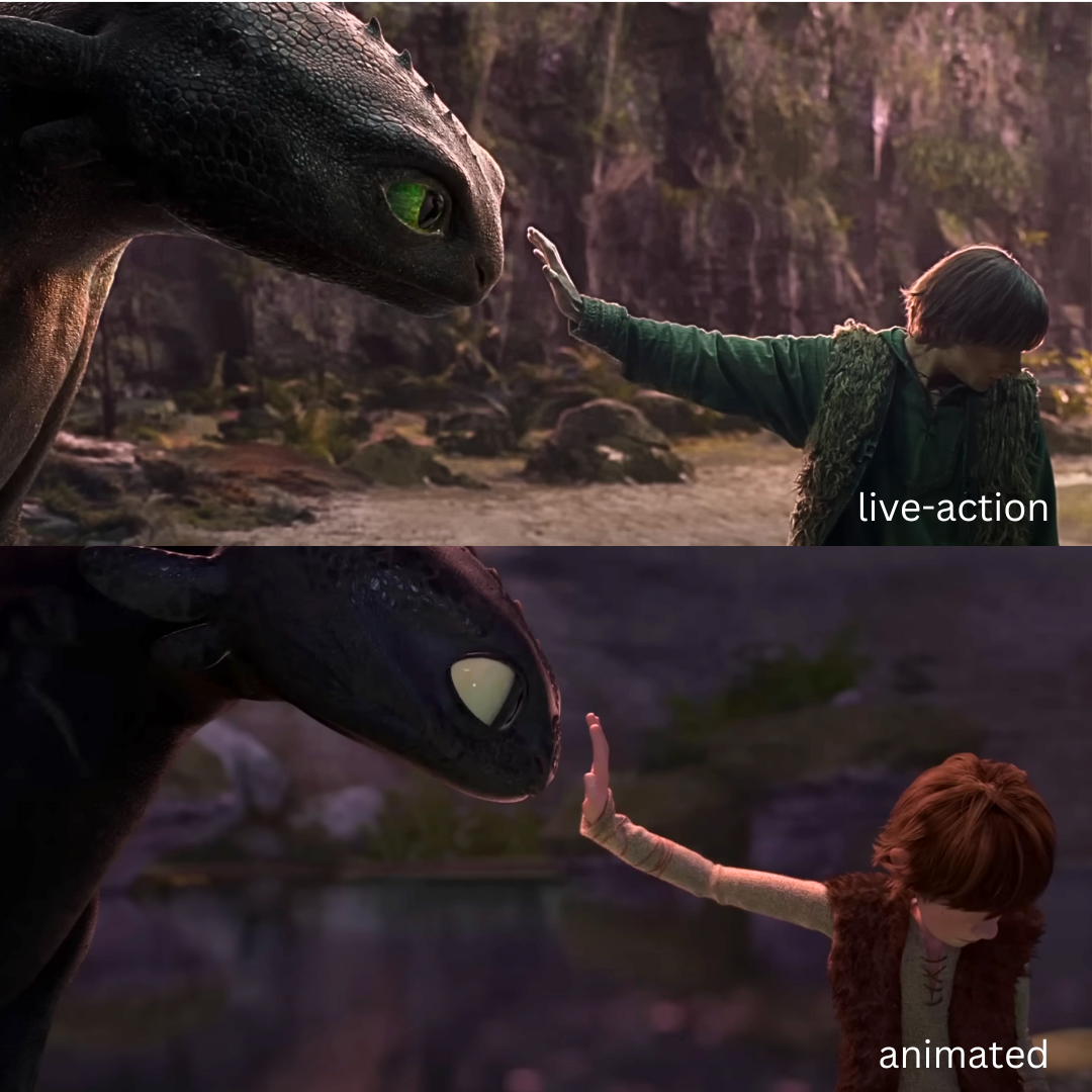 Hiccup gaining Toothless' trust: Live-Action vs. Animated 'How to Train Your Dragon'