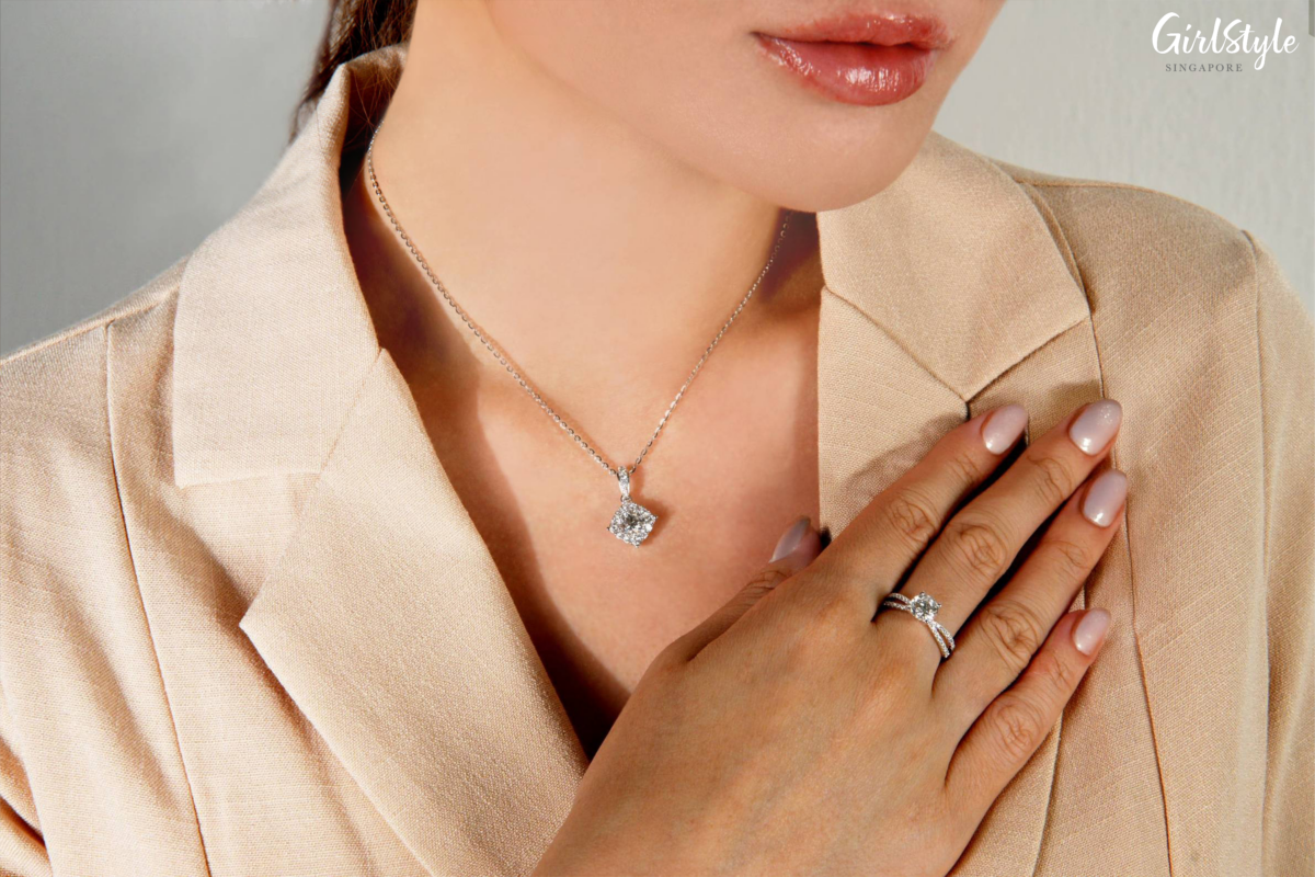 Maxi-Cash True Carat Demure Ring and True Carat Nuevo Round Trilogy Pendant