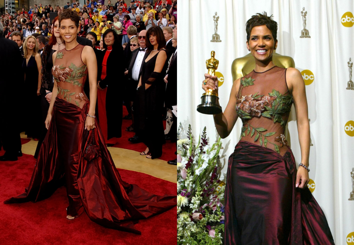 Halle Berry on the red carpet at the 2002 Academy Awards
