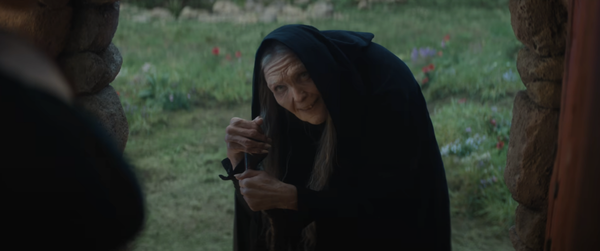 The Evil Queen disguises herself as an old woman in Snow White