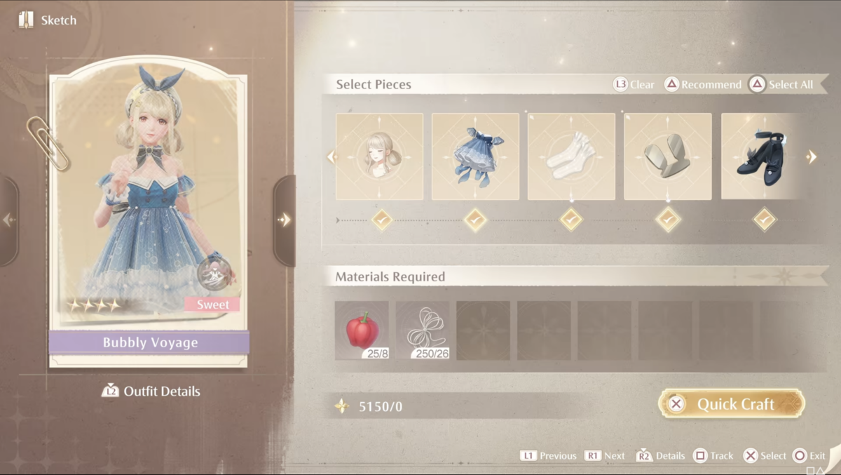 Crafting outfits