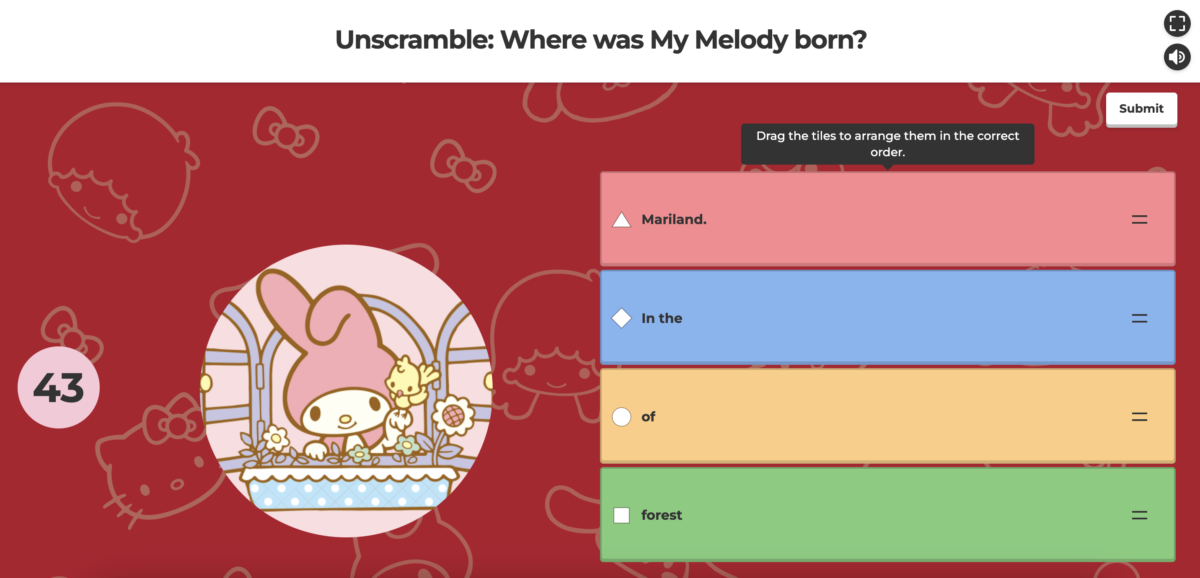 Kahoot! x Hello Kitty & Friends Trivia Quizzes