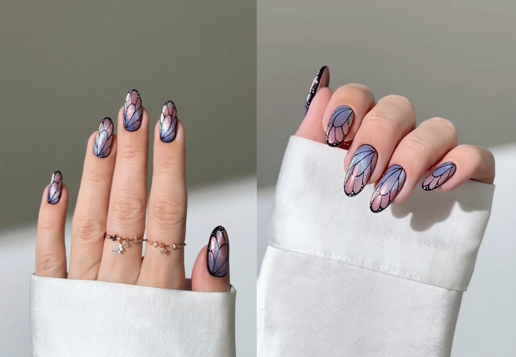 Maroon Gradient Wings for 2025 Valentine Nails