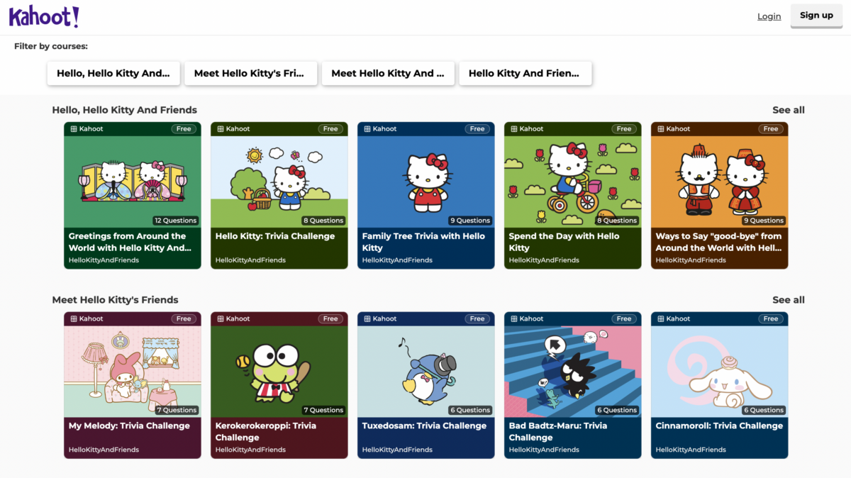 Kahoot! x Hello Kitty & Friends Trivia Quizzes