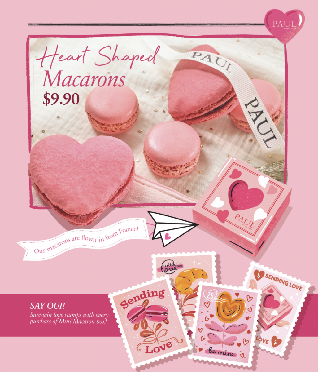 PAUL heart-shaped macarons