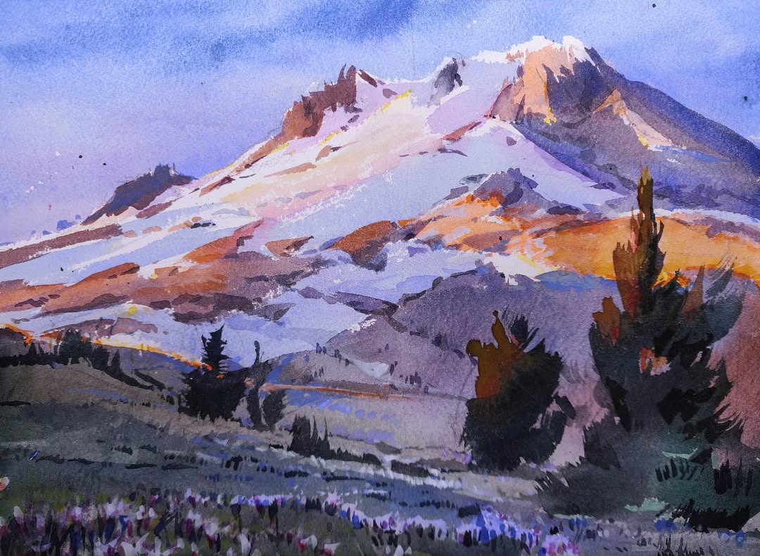 A golden sunset at Mount Hood