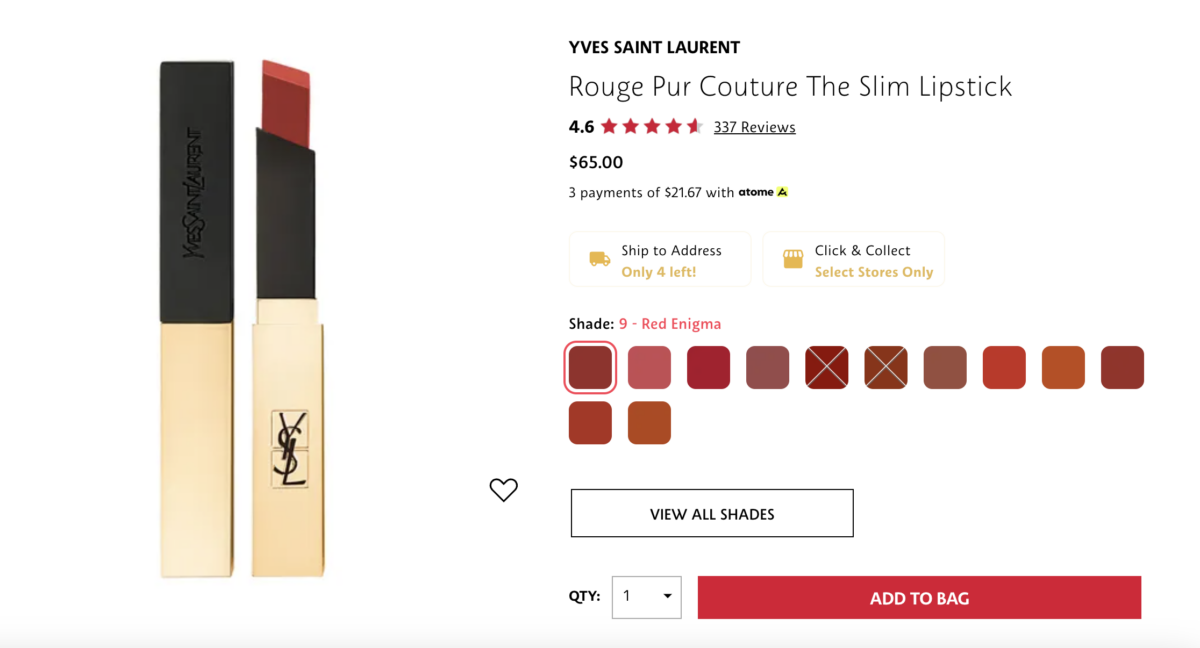 YSL Rouge Pur Couture The Slim Lipsticks