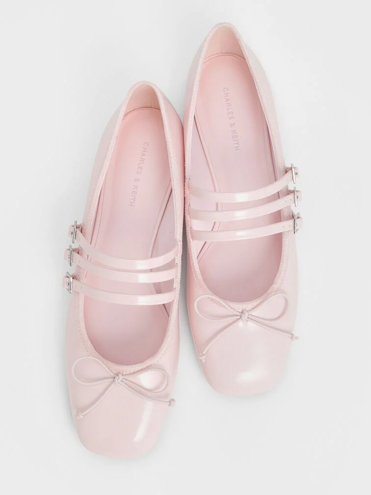 Triple-Strap Mary Janes - Light Pink, S$59.90